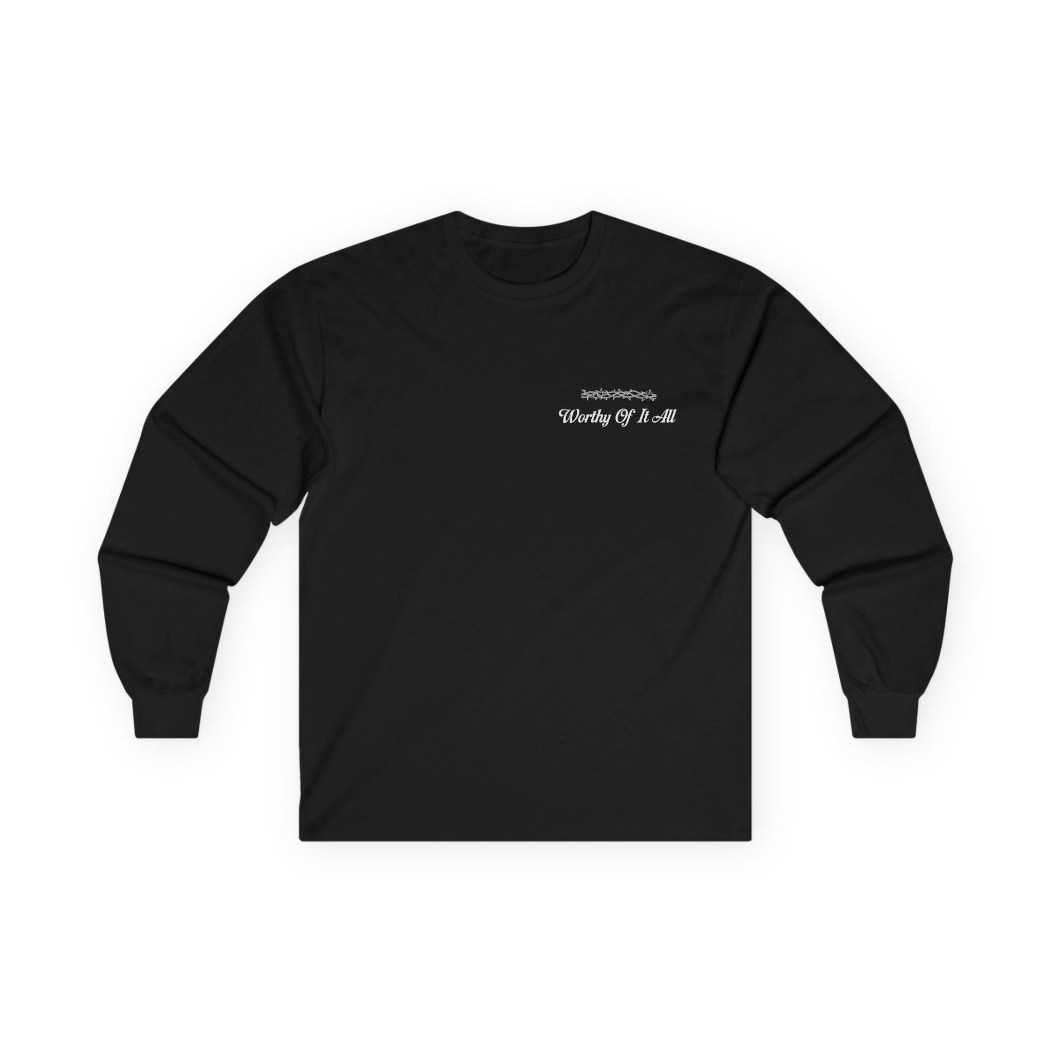 Christian Long Sleeve Tee - "You Are Worthy Of It All" Crosses Worship Shirt