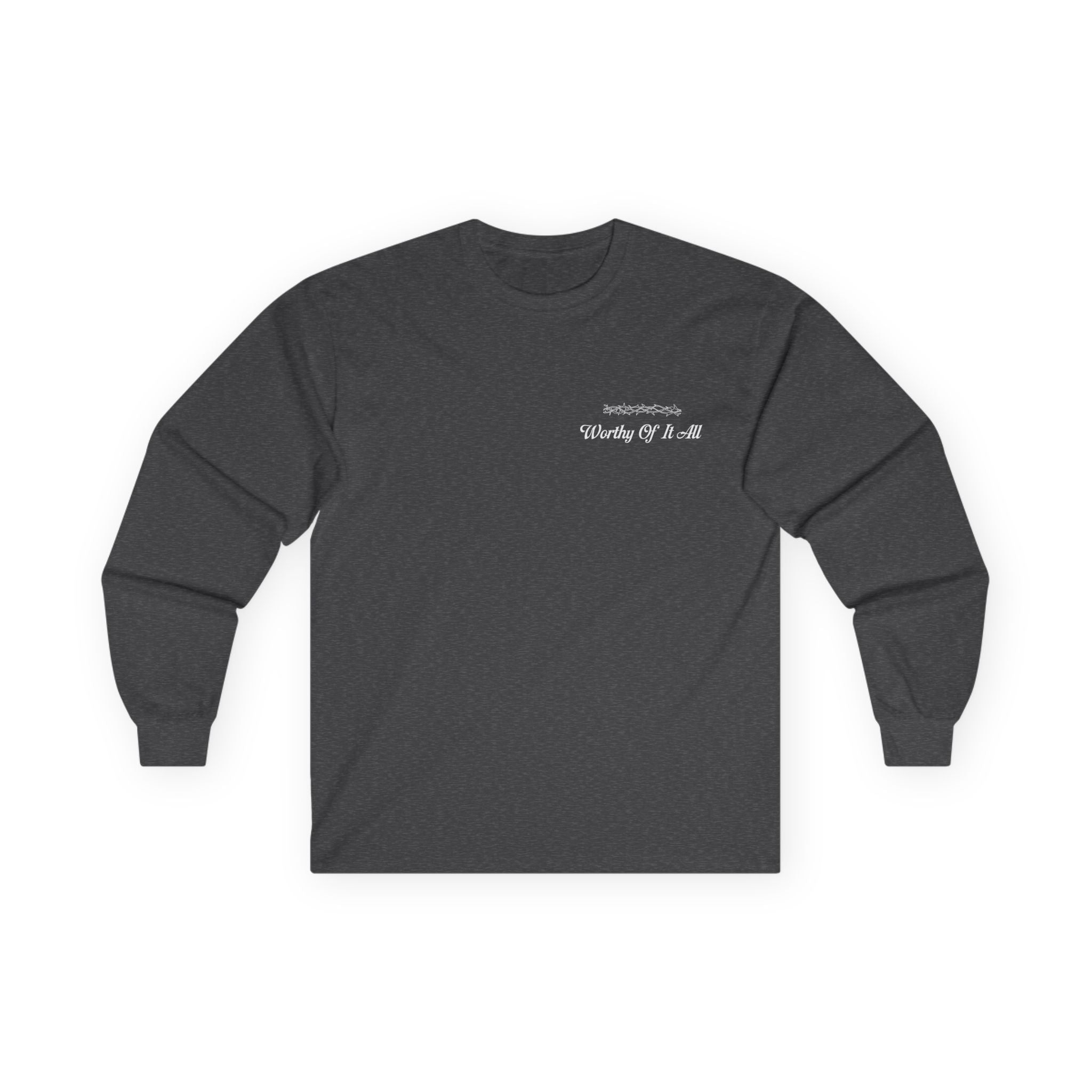 Christian Long Sleeve Tee - "You Are Worthy Of It All" Crosses Worship Shirt
