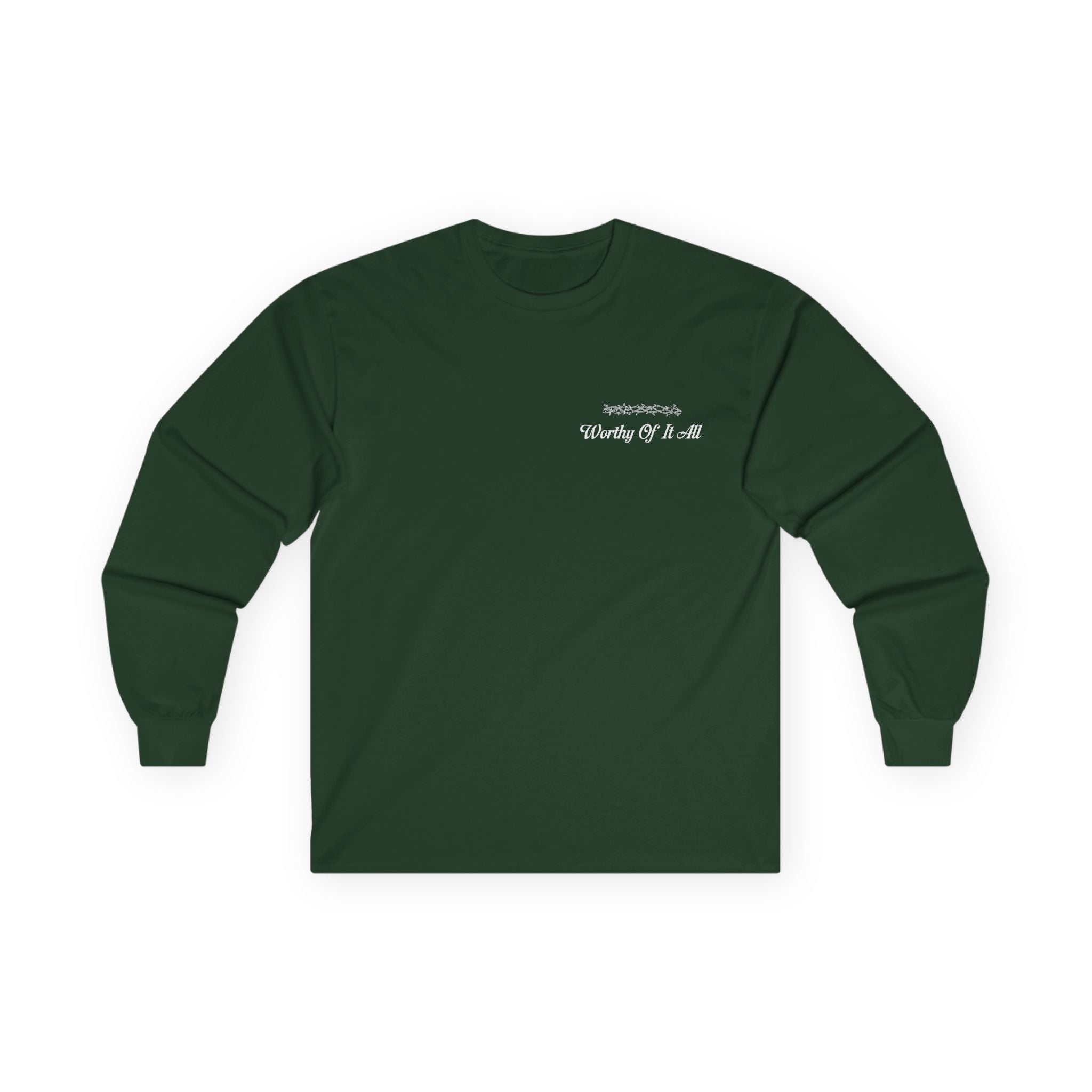 Christian Long Sleeve Tee - "You Are Worthy Of It All" Crosses Worship Shirt