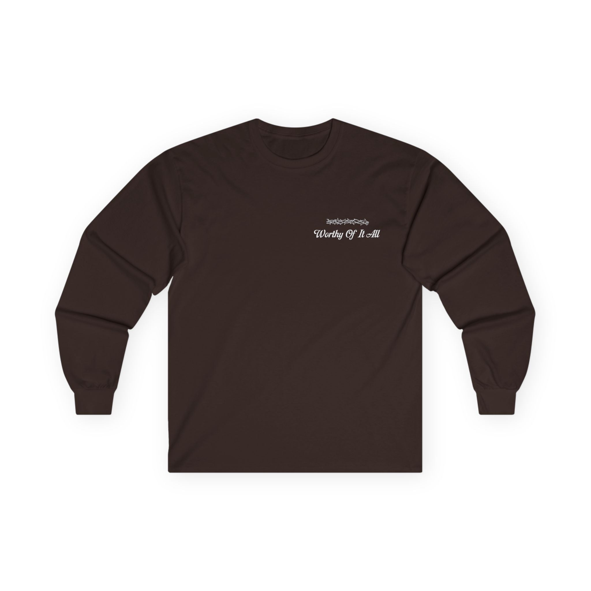 Christian Long Sleeve Tee - "You Are Worthy Of It All" Crosses Worship Shirt